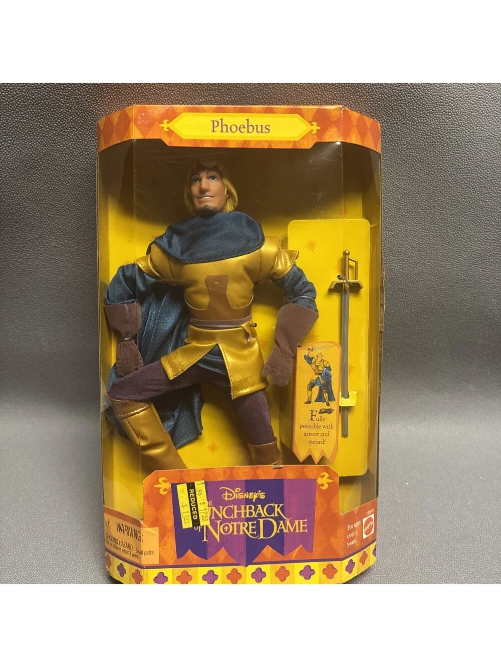 Disney's The Hunchback of Notre Dame Phoebus Doll 1995 Mattel 15312 NIB